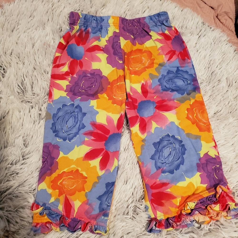 Hanna Anderson Floral Ruffle Pants Sz 110 5
